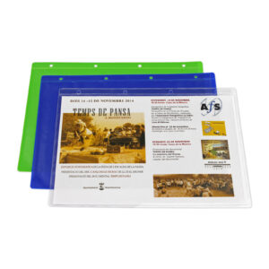 Subcarpeta de PVC para A4 abierta arriba y medio lateral con agujeros