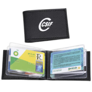 Funda portatarjetas de polipiel con bolsas flotantes