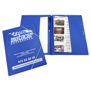 Carpeta con bolsillos para libro de autoescuela y goma