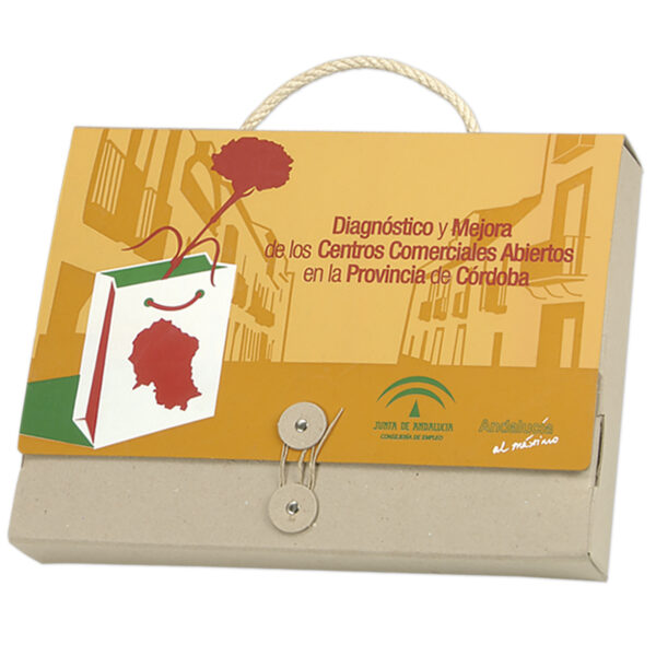 Maletín de cartón reciclado con cierre cuerda